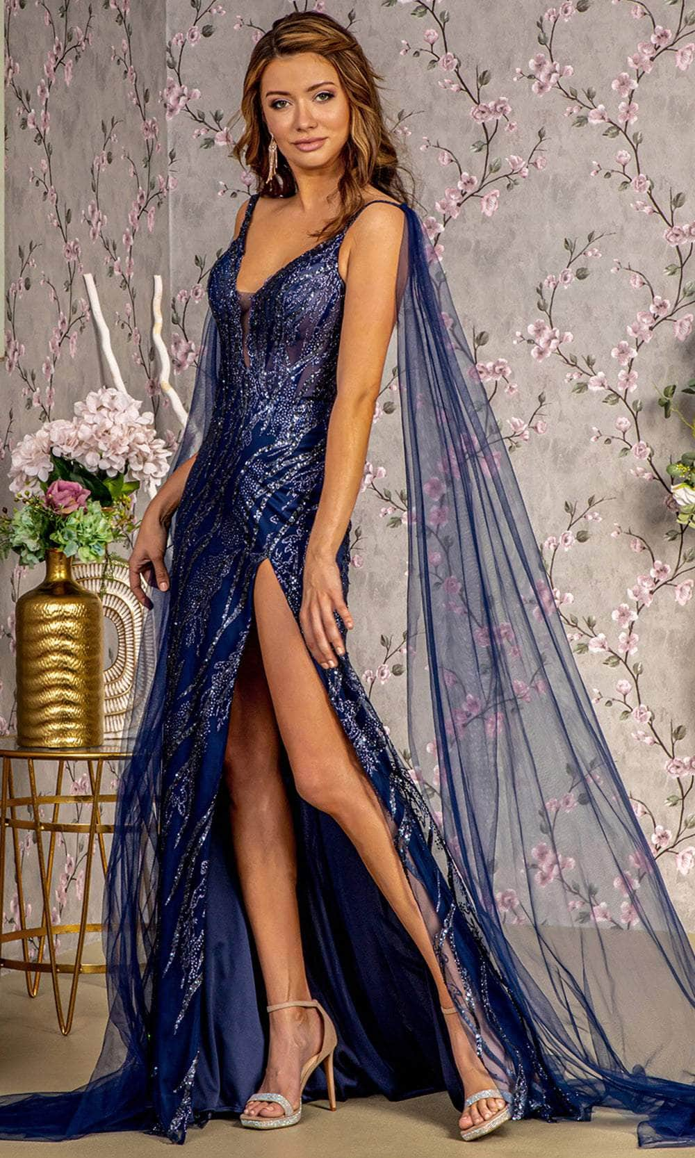 GLS by Gloria GL3369 - Plunging Sweetheart Sequin Evening Dress Evening Dresses XS / Navy