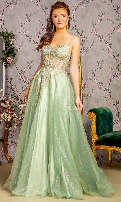GLS by Gloria GL3377 - Corset Bodice A-Line Gown Prom Dresses XS / Sage