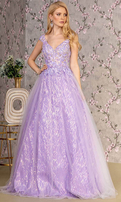 GLS by Gloria GL3398 - Sleeveless Embroidered Gown Prom Dresses XS / Lilac