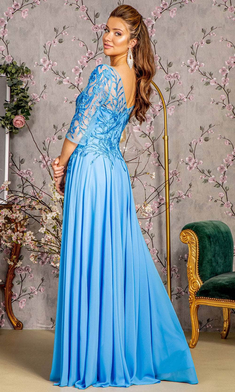 GLS by Gloria GL3445 - Embroidered Bateau Evening Dress Evening Dresses