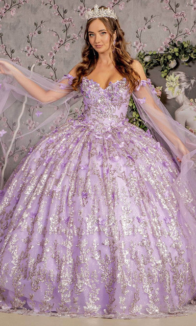 GLS by Gloria GL3451 - Butterfly Off-Shoulder Ballgown Ball Gowns XS / Lilac