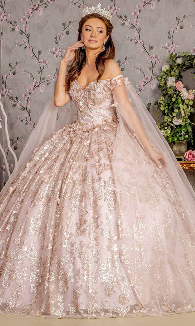 GLS by Gloria GL3451 - Butterfly Off-Shoulder Ballgown Ball Gowns XS / Mauve