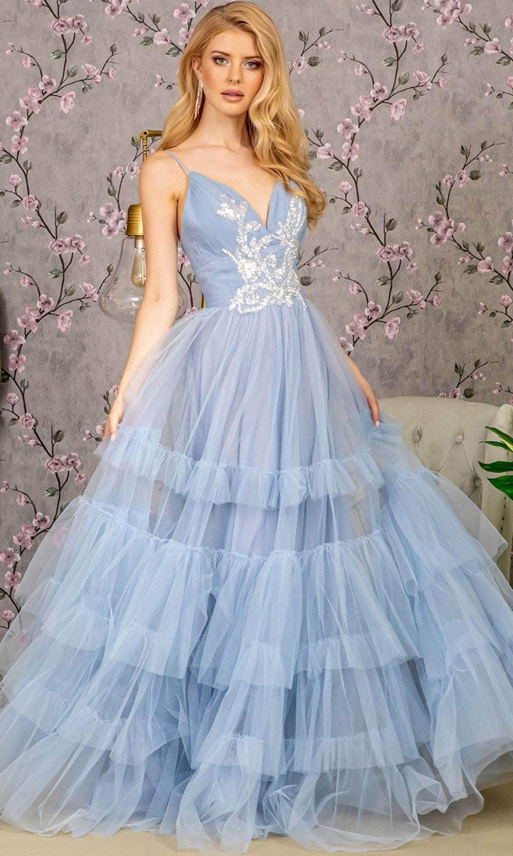 GLS by Gloria GL3452 - Sequin Empire Evening Dress Evening Dresses XS / Perry Blue