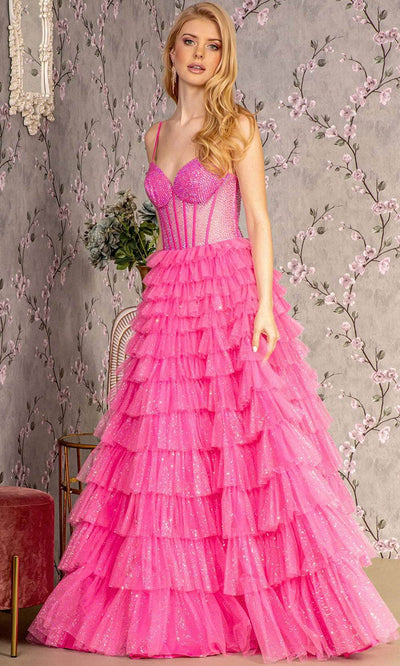 GLS by Gloria GL3463 - Sweetheart Embellished Gown Prom Dresses XS / Hot Pink