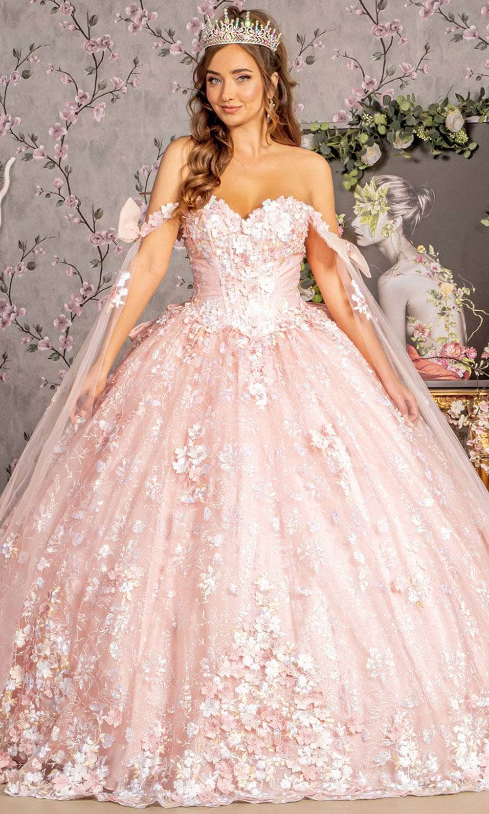 GLS by Gloria GL3465 - Bow Accented Strapless Ballgown Ball Gowns XS / Blush