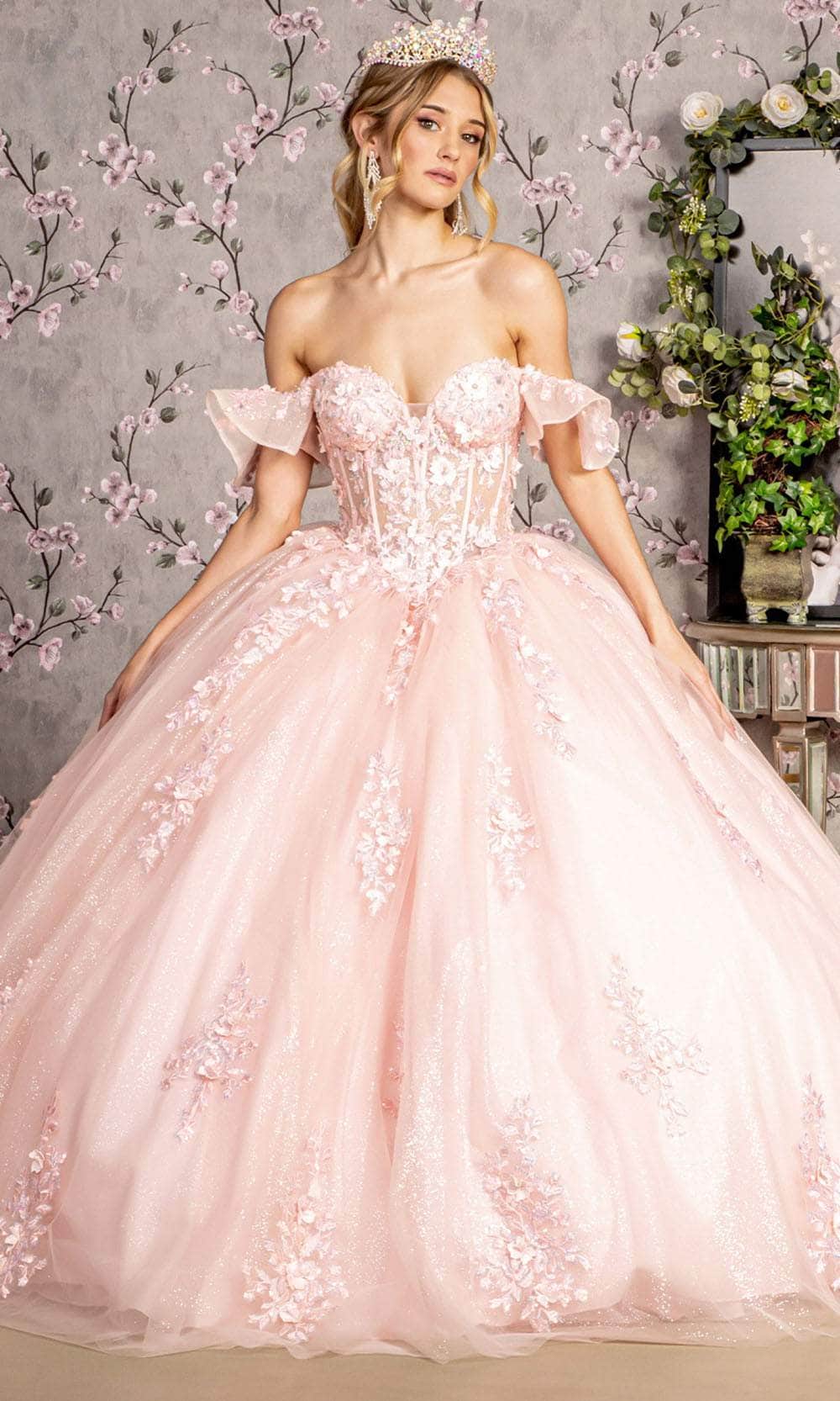 GLS by Gloria GL3475 - Applique Embellished Ballgown Ball Gowns XS / Blush