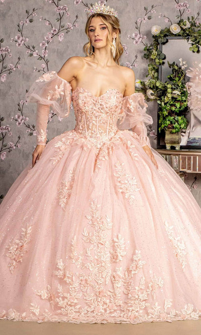 GLS by Gloria GL3476 - Lace-Up Back Corset Bodice Ballgown Ball Gowns XS / Blush
