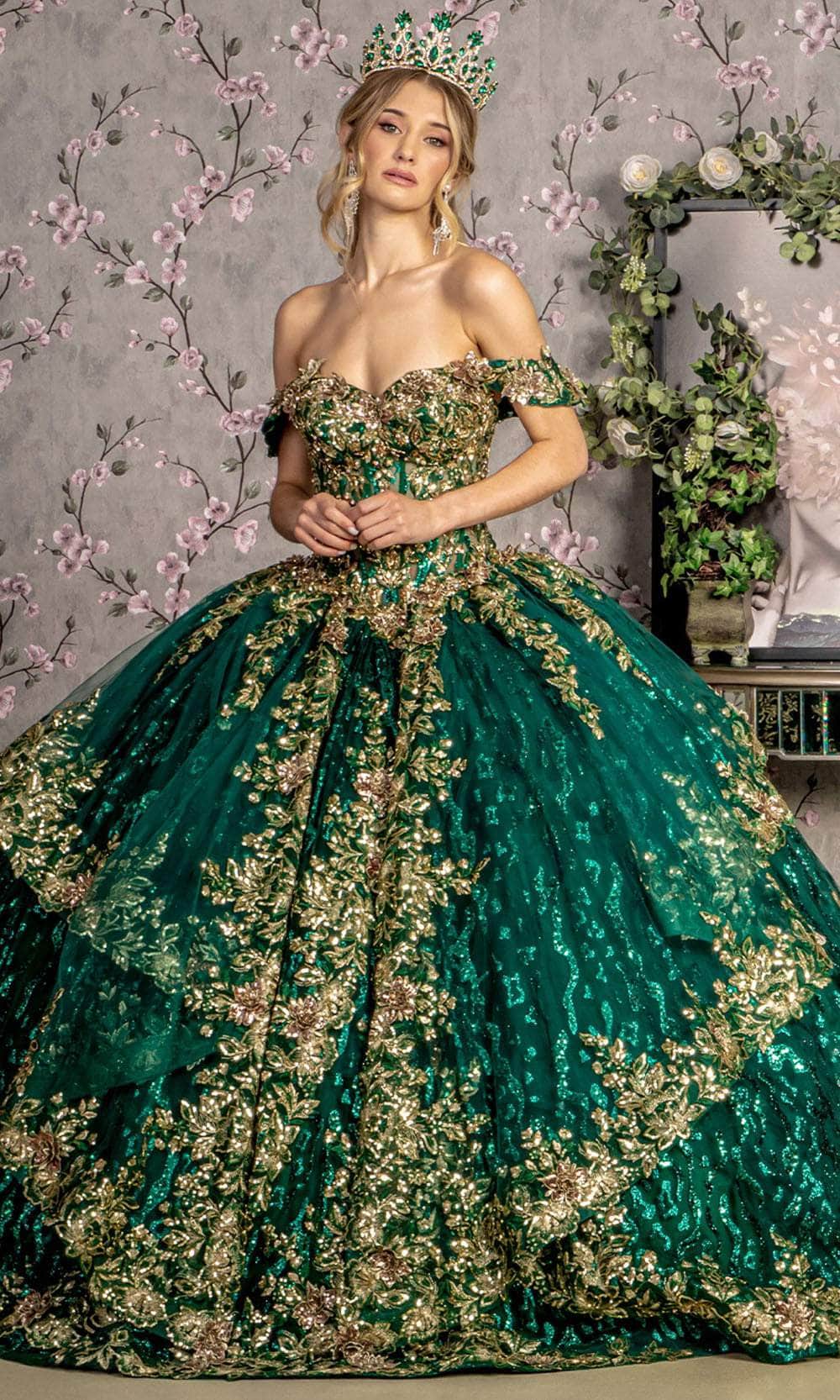 GLS by Gloria GL3477 - Applique Sweetheart Neck Ballgown Ball Gowns XS / Green