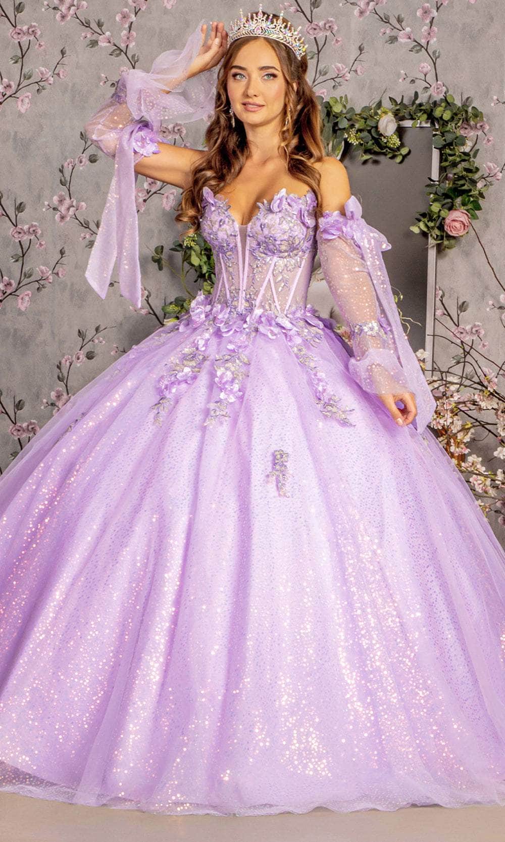 GLS by Gloria GL3486 - Sweetheart Floral Appliques Ballgown Ball Gowns XS / Lilac