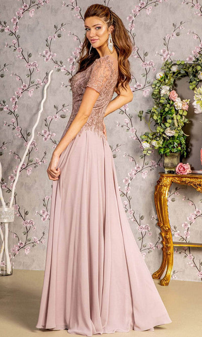GLS by Gloria GL3492 - Embroidered Bateau Neck Gown Prom Dresses