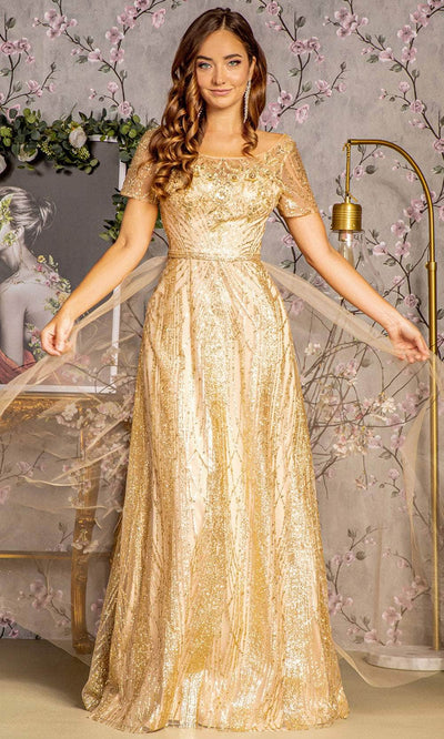 GLS by Gloria GL3493 - Illusion Embroidery Evening Dress Evening Dresses S / Gold