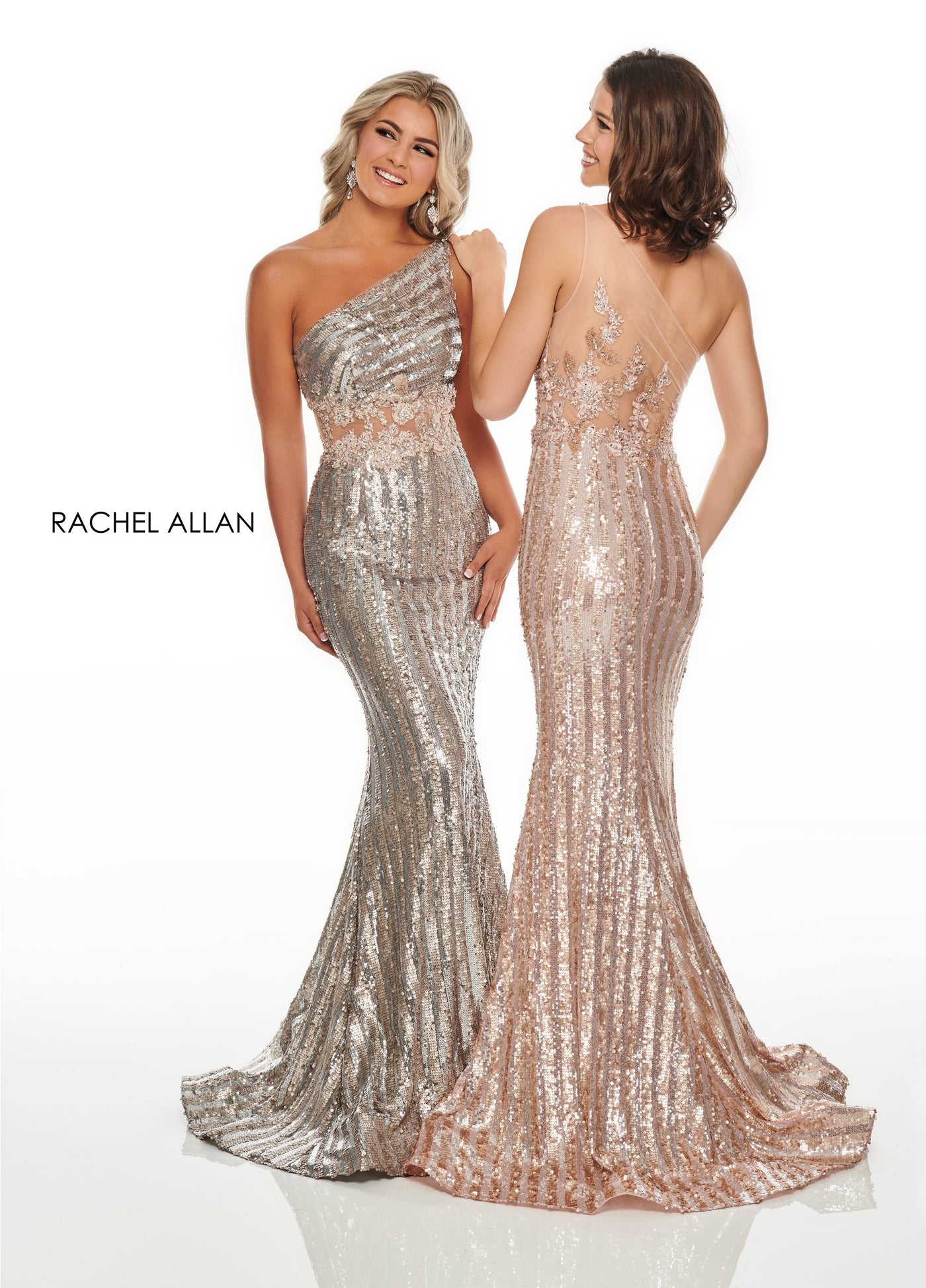 Rachel Allan Prom 7121 - Asymmetrical Sequined Trumpet Dress