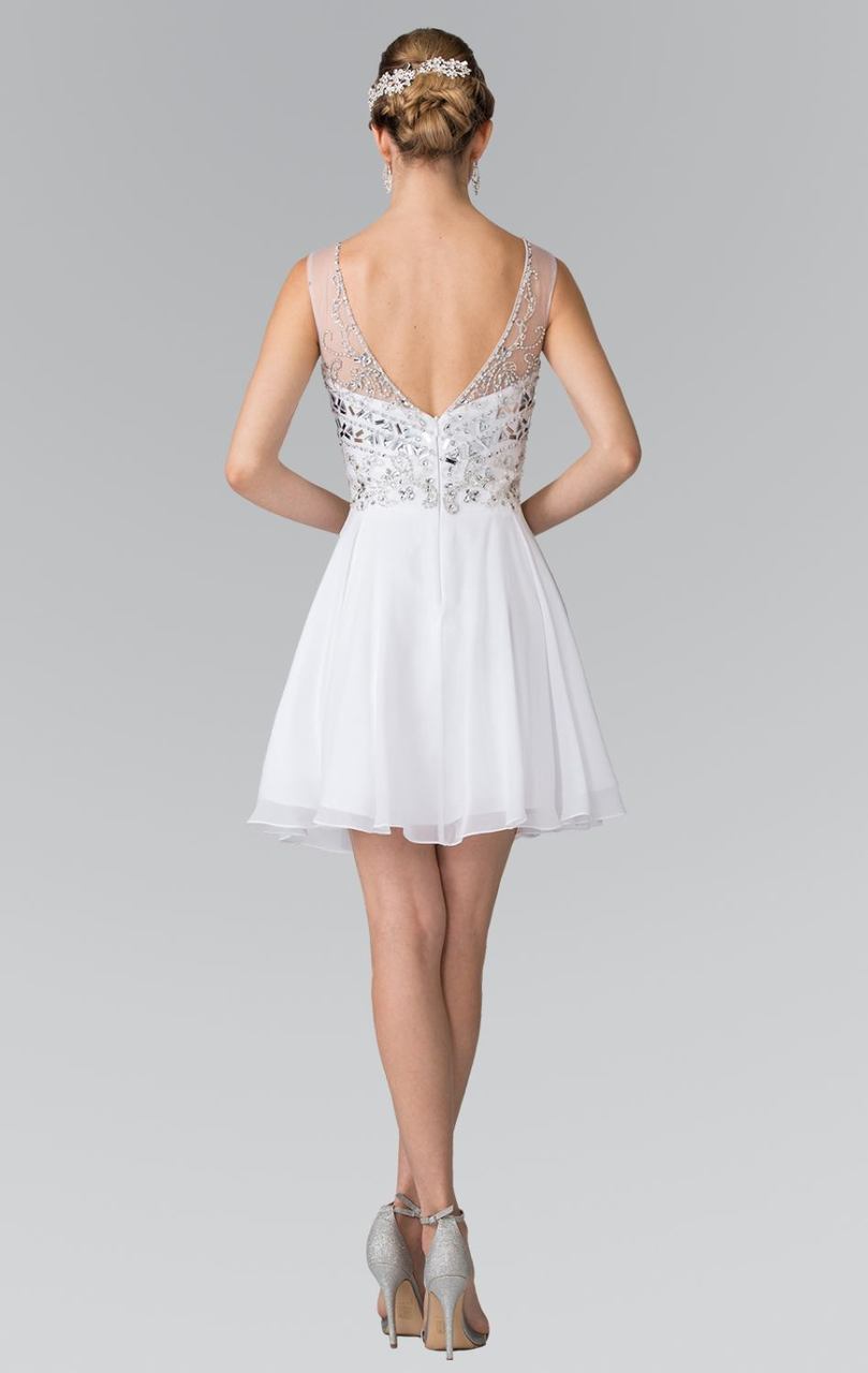 Elizabeth K GS1467- Crystal Beaded V Neck A-Line Homecoming Dress