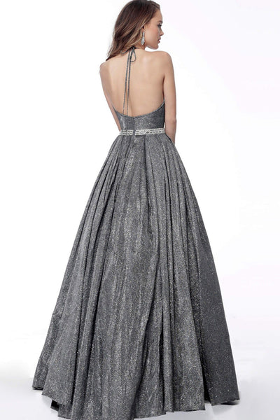 Jovani - 66038 Sweetheart Glittered Ballgown In Gray and Silver