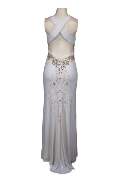 Adrianna Papell - 231M11860 Metallic Beaded Jersey Gown In White