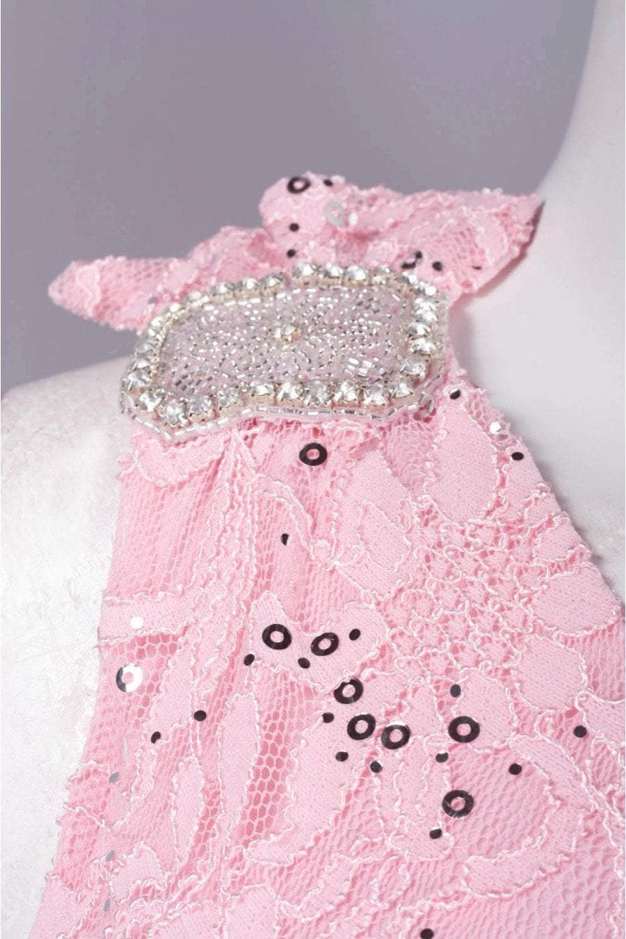Adrianna Papell - 231M29120 Brooch Accented Lace Gown In Pink