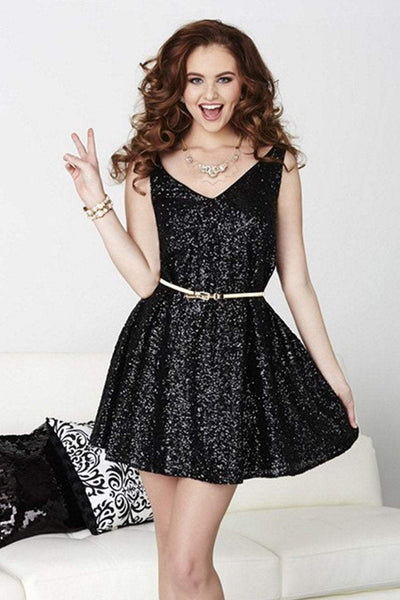 Tiffany Homecoming - 27027 Sequined V-Neck A Line Cocktail Dress Special Occasion Dress