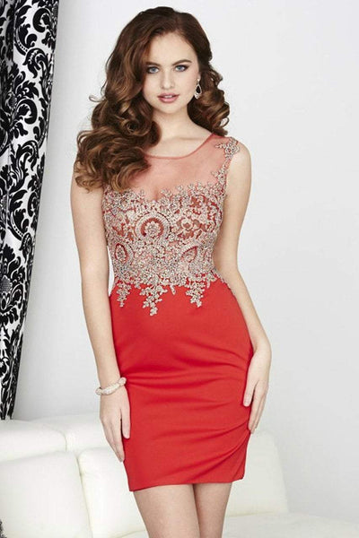 Tiffany Homecoming - 27035 Gold Embroidered Illusion Jersey Dress Special Occasion Dress