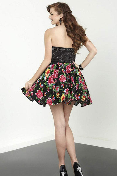 Tiffany Homecoming - 27083 Strapless Embellished Floral Printed Cocktail Dress Special Occasion Dress