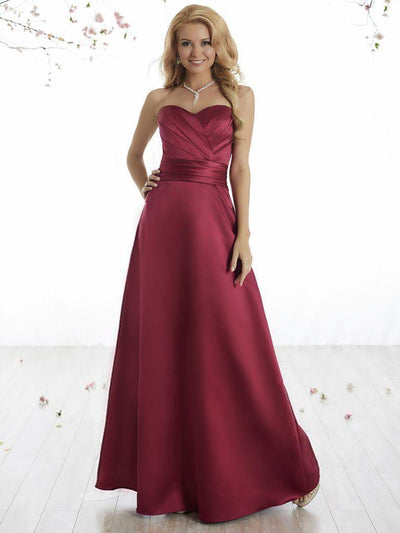 Damas - 52416 Pleated Sweetheart Satin A-line Dress Special Occasion Dress XS / Burgundy