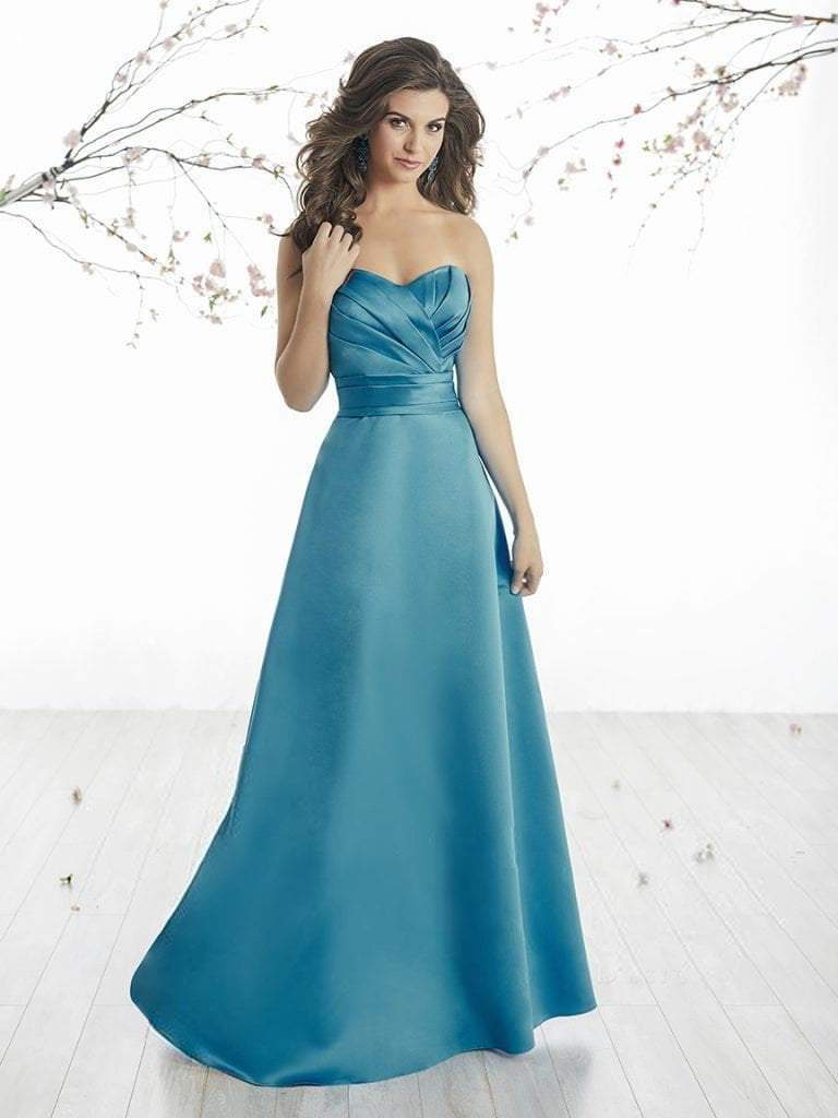 Damas - 52416 Pleated Sweetheart Satin A-line Dress Special Occasion Dress XS / Marine Blue