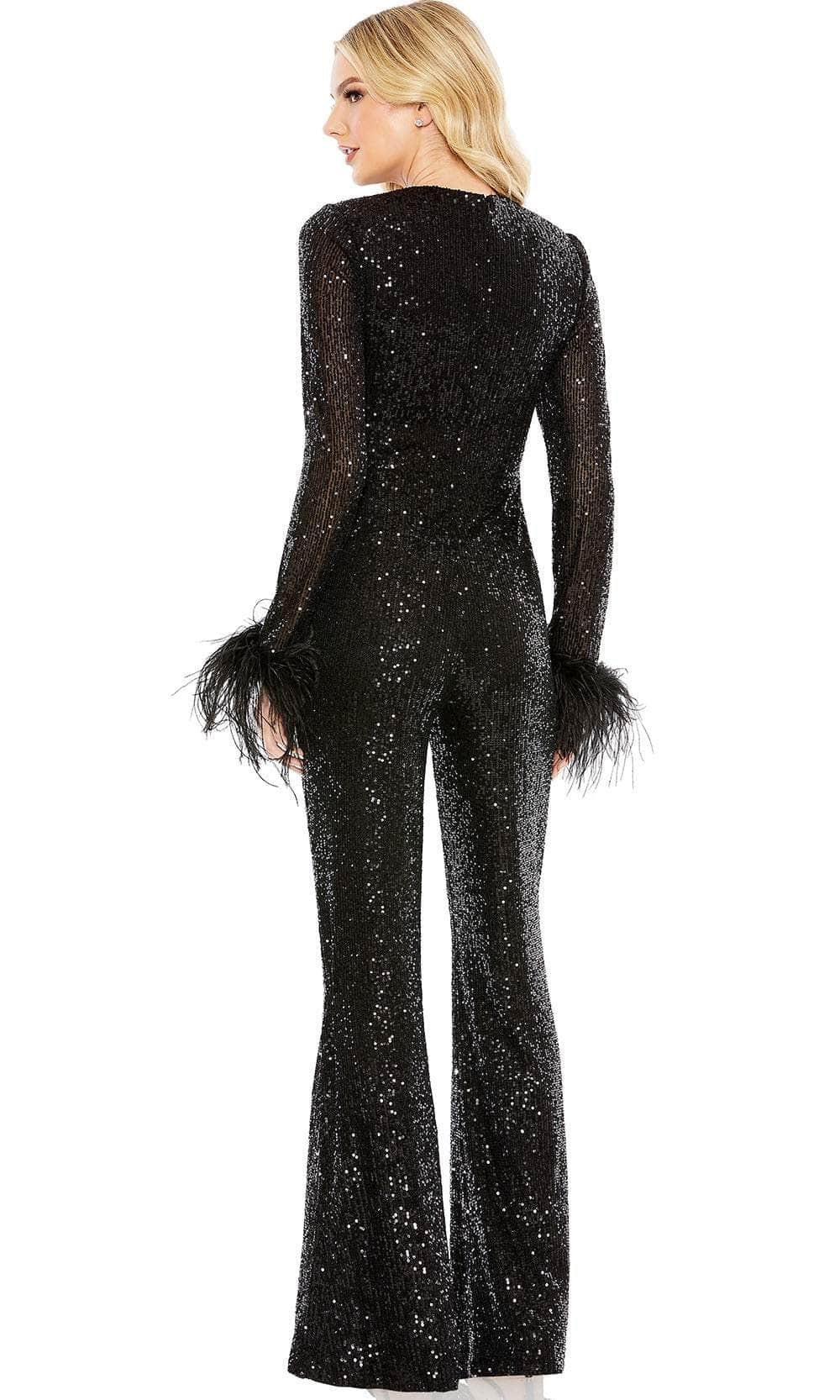 Ieena Duggal 11581 - V-Neck Long Sleeve Jumpsuit Formal Pantsuit