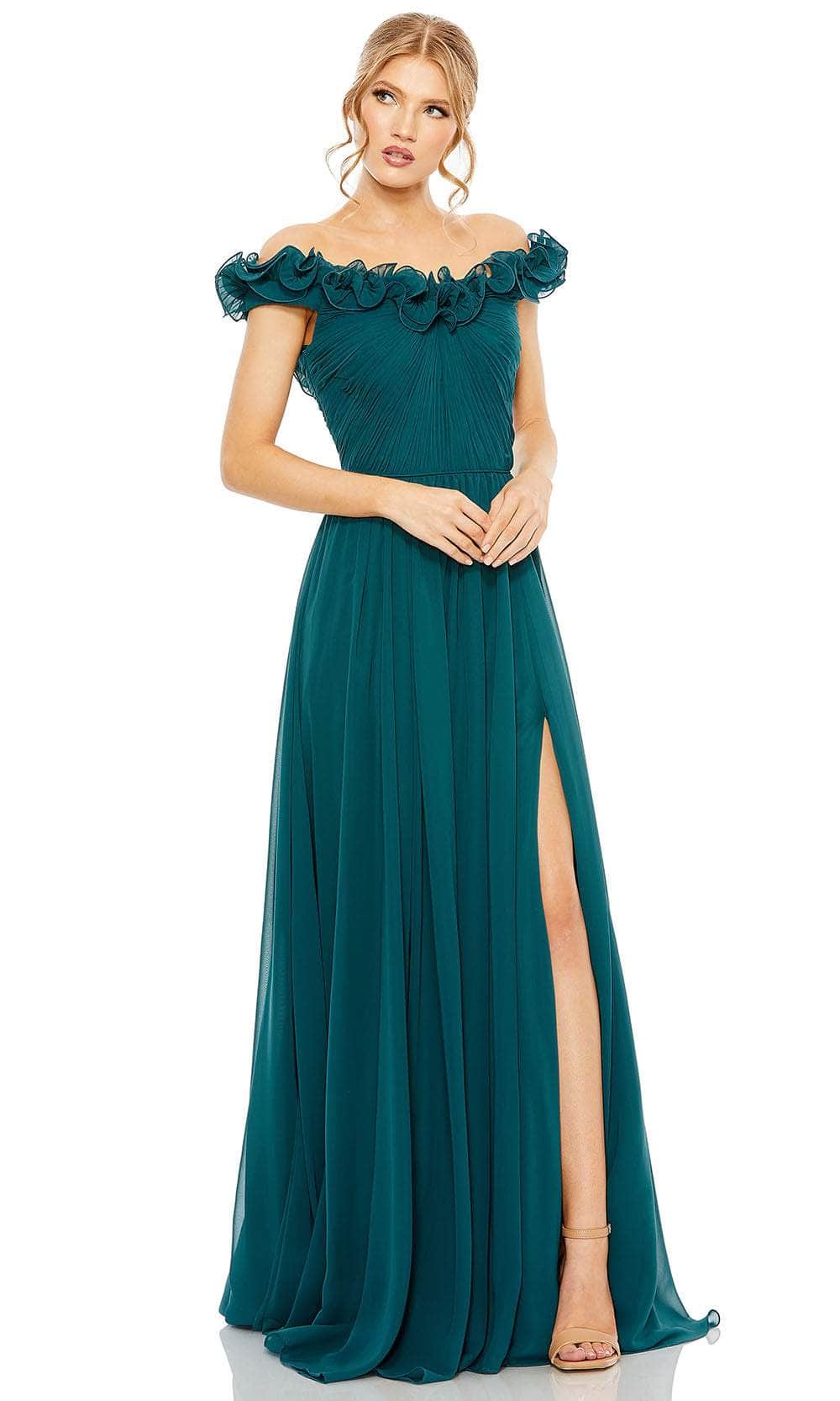 Ieena Duggal 11591 - Ruched A-Line Evening Gown Evening Dresses 2 / Teal