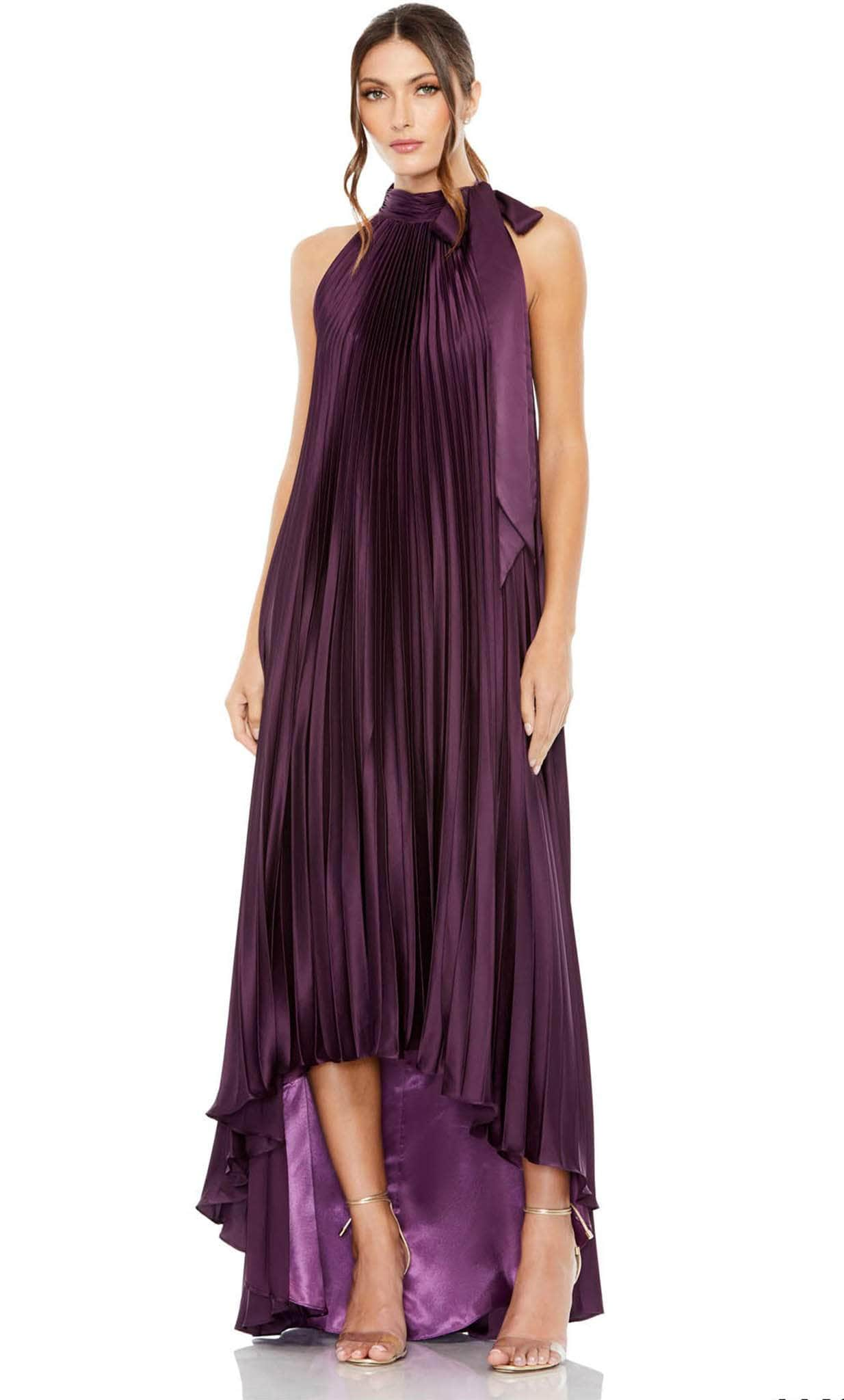 Ieena Duggal 11639 - High Halter Pleated Evening Dress Evening Dresses 2 / Plum