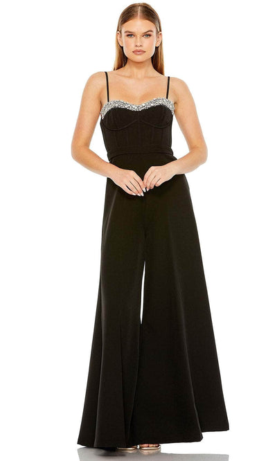 Ieena Duggal 11765 - Embellished Flared Jumpsuit Jumpsuit Formal Dresses 0 / Black