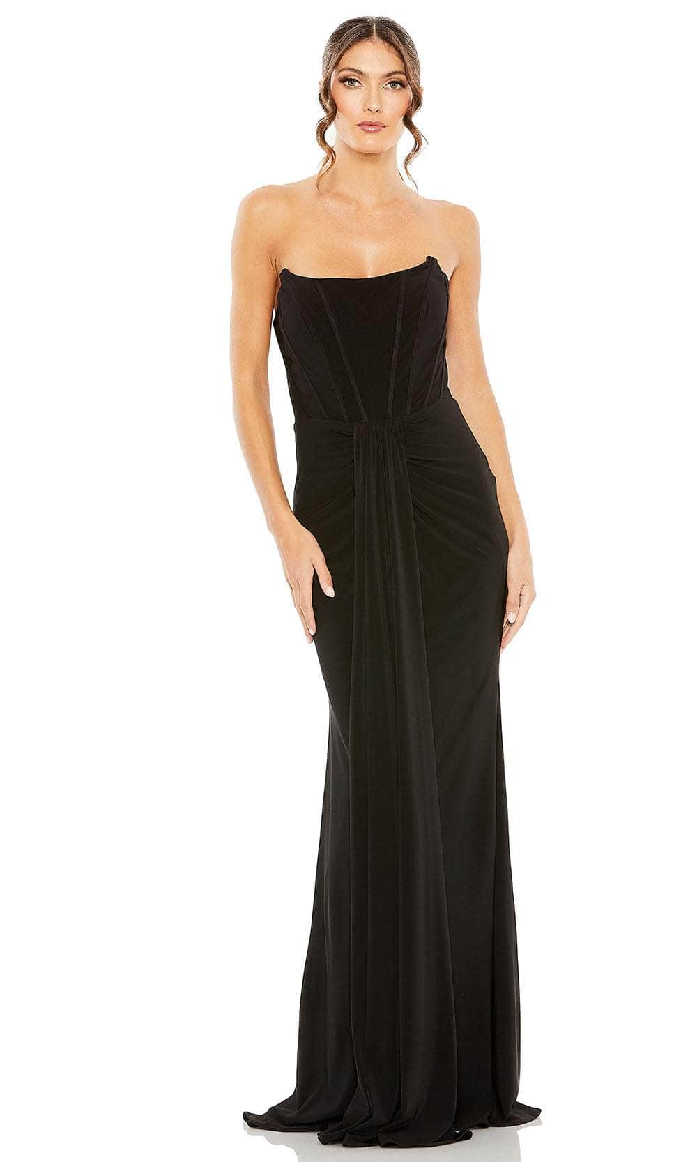 Ieena Duggal 13003 - Strapless Waist Detailed Evening Dress Evening Dresses 0 / Black