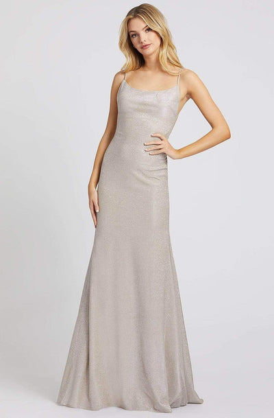 Ieena Duggal - 26330I Scoop Neck Backless Mermaid Gown in Silver Evening Dresses 0 / Silver