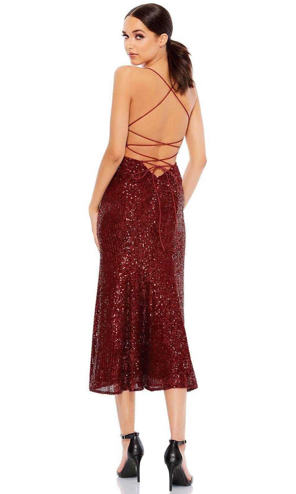 Ieena Duggal - 26480 Fitted Bodice Sequin Midi Dress Cocktail Dresses