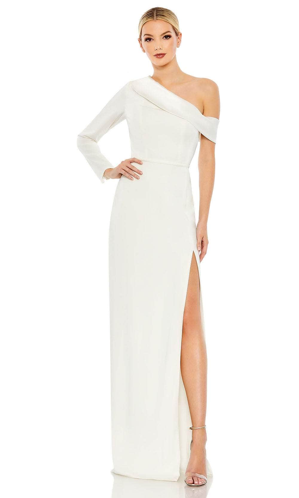 Ieena Duggal 26726 - Asymmetrical Bodice Evening Gown Special Occasion Dress 0 / White