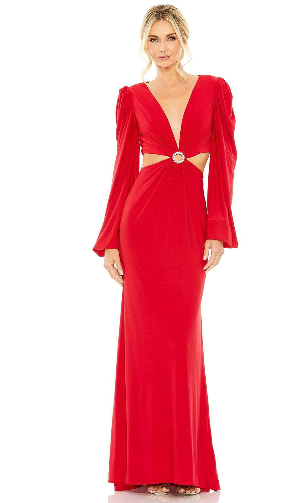 Ieena Duggal 26727 - Plunging Cutout Evening Gown Special Occasion Dress 0 / Red