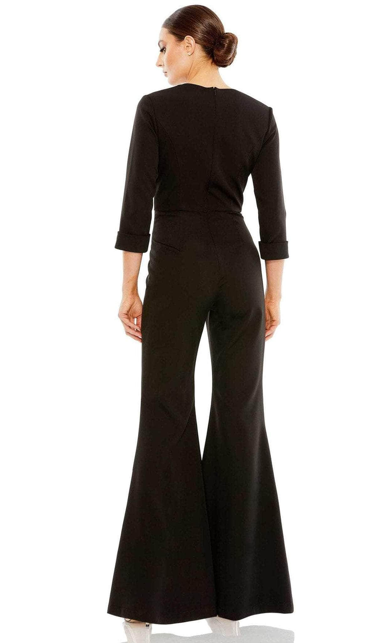 Ieena Duggal 27033 - Bow Detailed Quarter Sleeve Jumpsuit Formal Pantsuits