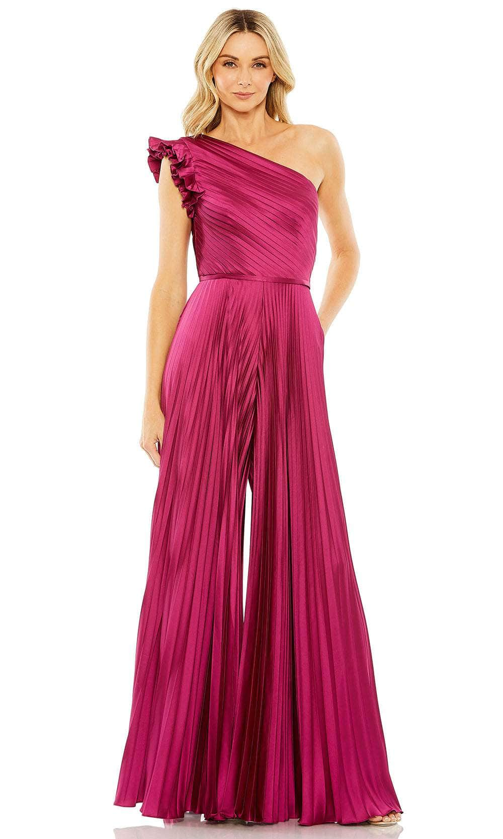 Ieena Duggal 27458 - Pleated Jumpsuit 0 /  Berry