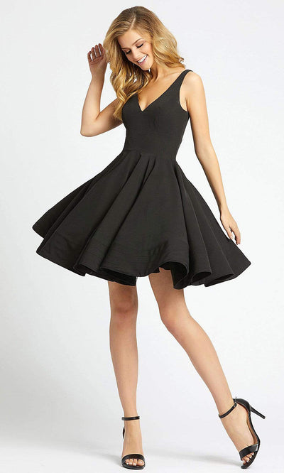 Ieena Duggal - 48478 V-Neck Flutter Cocktail Dress - 1 pc Black in Size 4 Available CCSALE 16 / Black