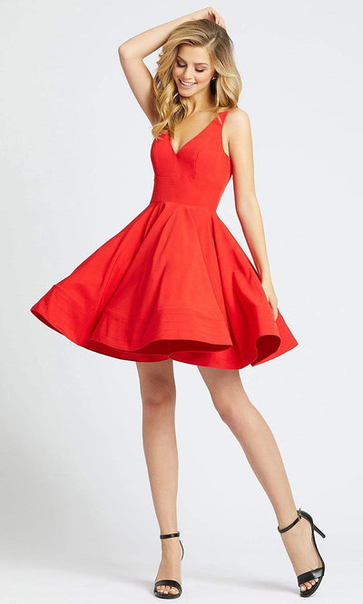 Ieena Duggal - 48478 V-Neck Flutter Cocktail Dress - 1 pc Black in Size 4 Available CCSALE 6 / Red
