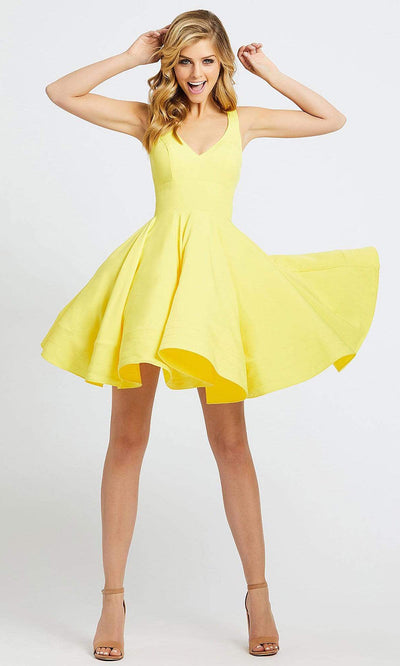 Ieena Duggal - 48478 V-Neck Flutter Cocktail Dress - 1 pc Black in Size 4 Available CCSALE 8 / Lemon