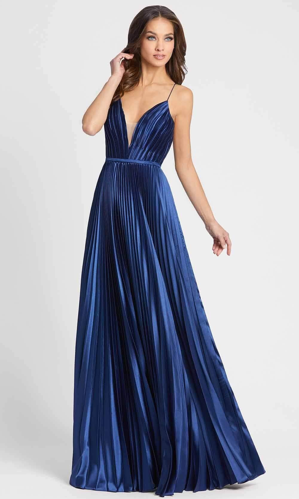 Ieena Duggal - 49039I V-Neck Spaghetti Strap Pleated Gown Evening Dresses