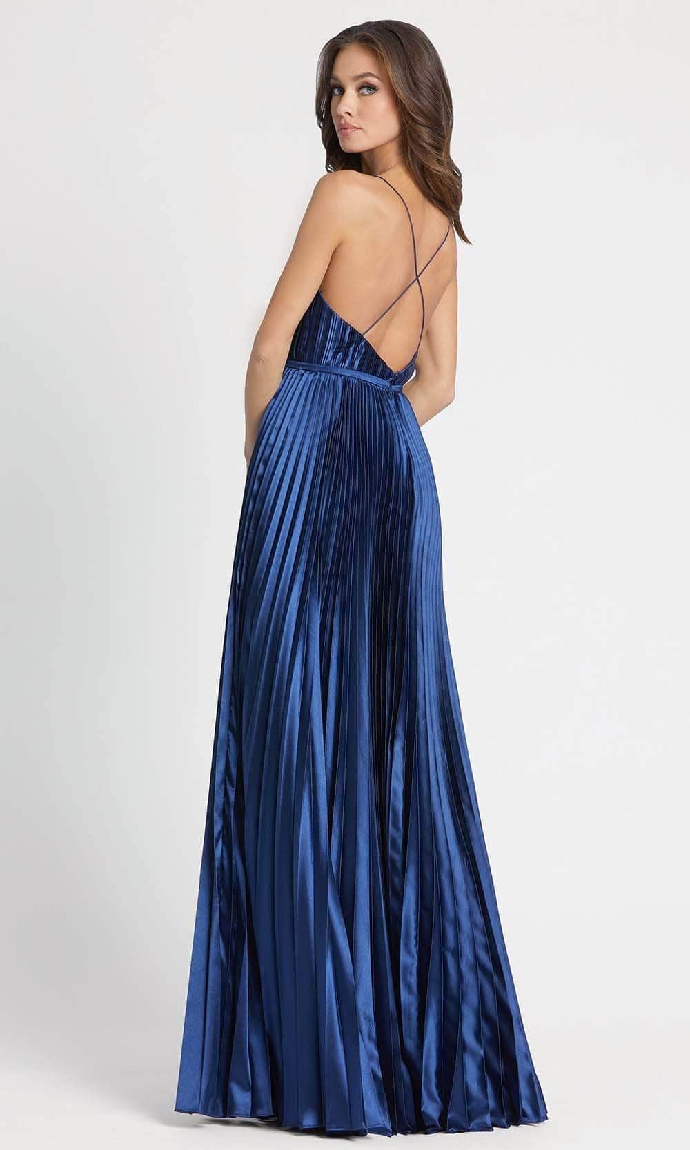 Ieena Duggal - 49039I V-Neck Spaghetti Strap Pleated Gown Evening Dresses