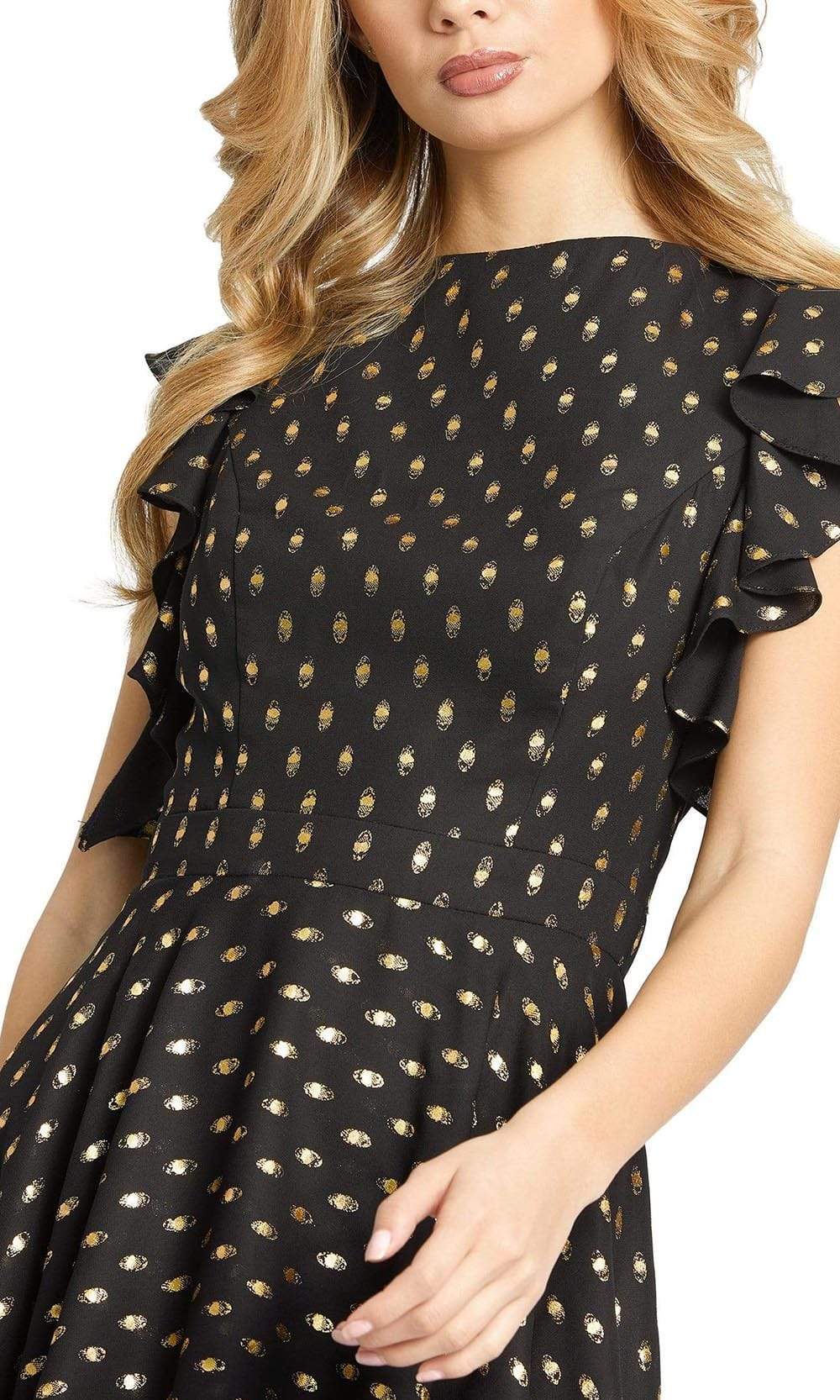 Ieena Duggal - 49130 Flutter Sleeve Gilt-Print Dress – ADASA