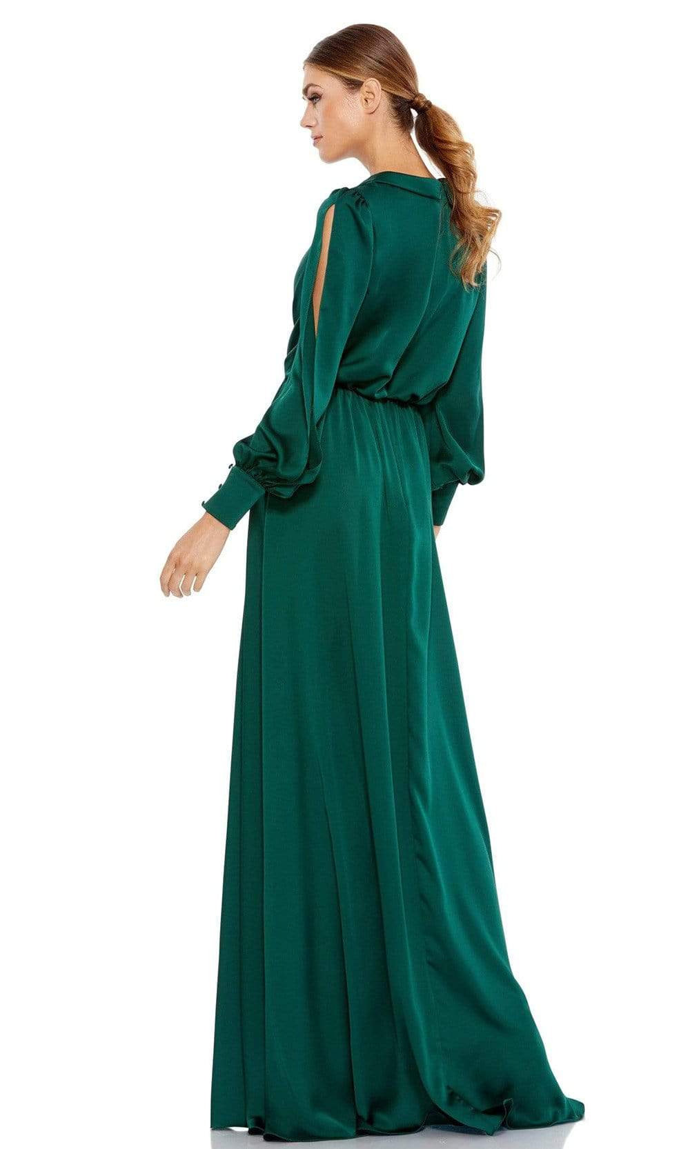 Ieena Duggal - 49146 Split Bishop Sleeve High Slit Dress Evening Dresses