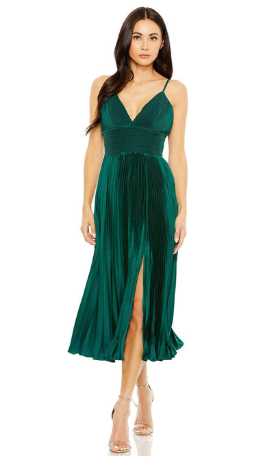 Ieena Duggal 49721 - Spaghetti Strap Pleated Dress Cocktail Dresses 0 / Emerald