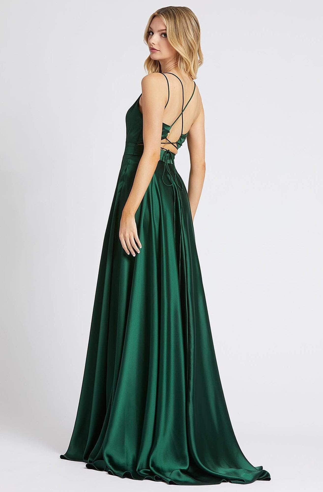 Ieena Duggal - 55278I Sleeveless V Neck Satin Gown Evening Dresses