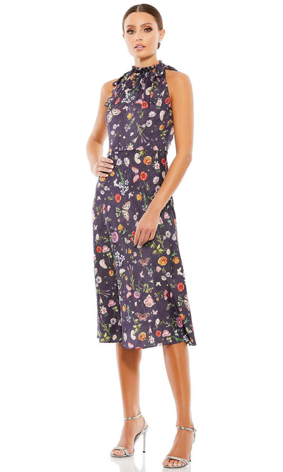 Ieena Duggal 55629 - Floral Print Halter Cocktail Dress Special Occasion Dress 0 / Plum Floral