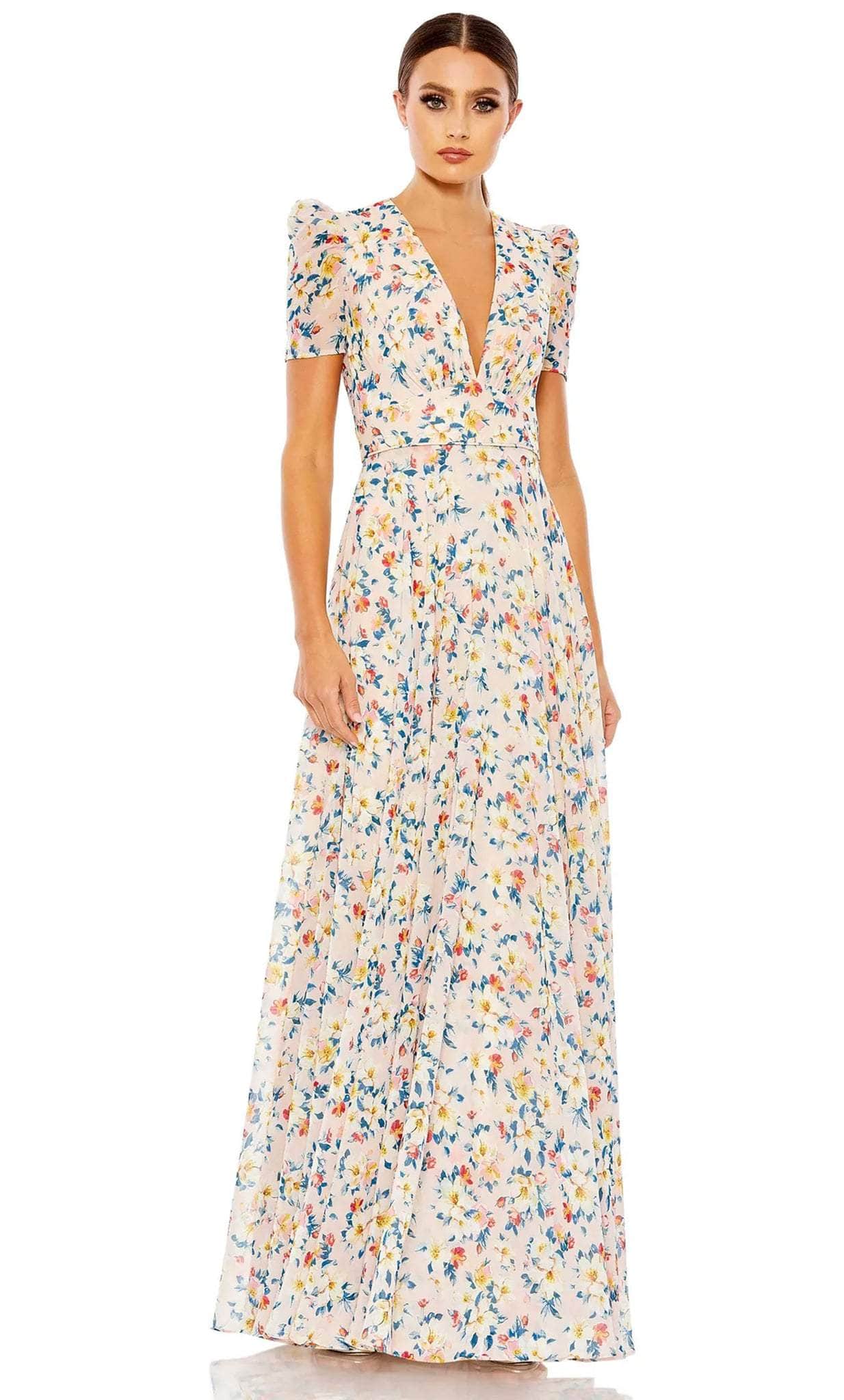 Ieena Duggal 55642 - V-Neck Floral Dress
