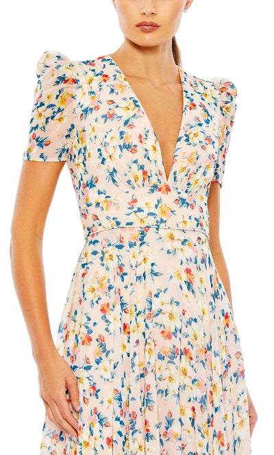 Ieena Duggal 55642 - V-Neck Floral Dress