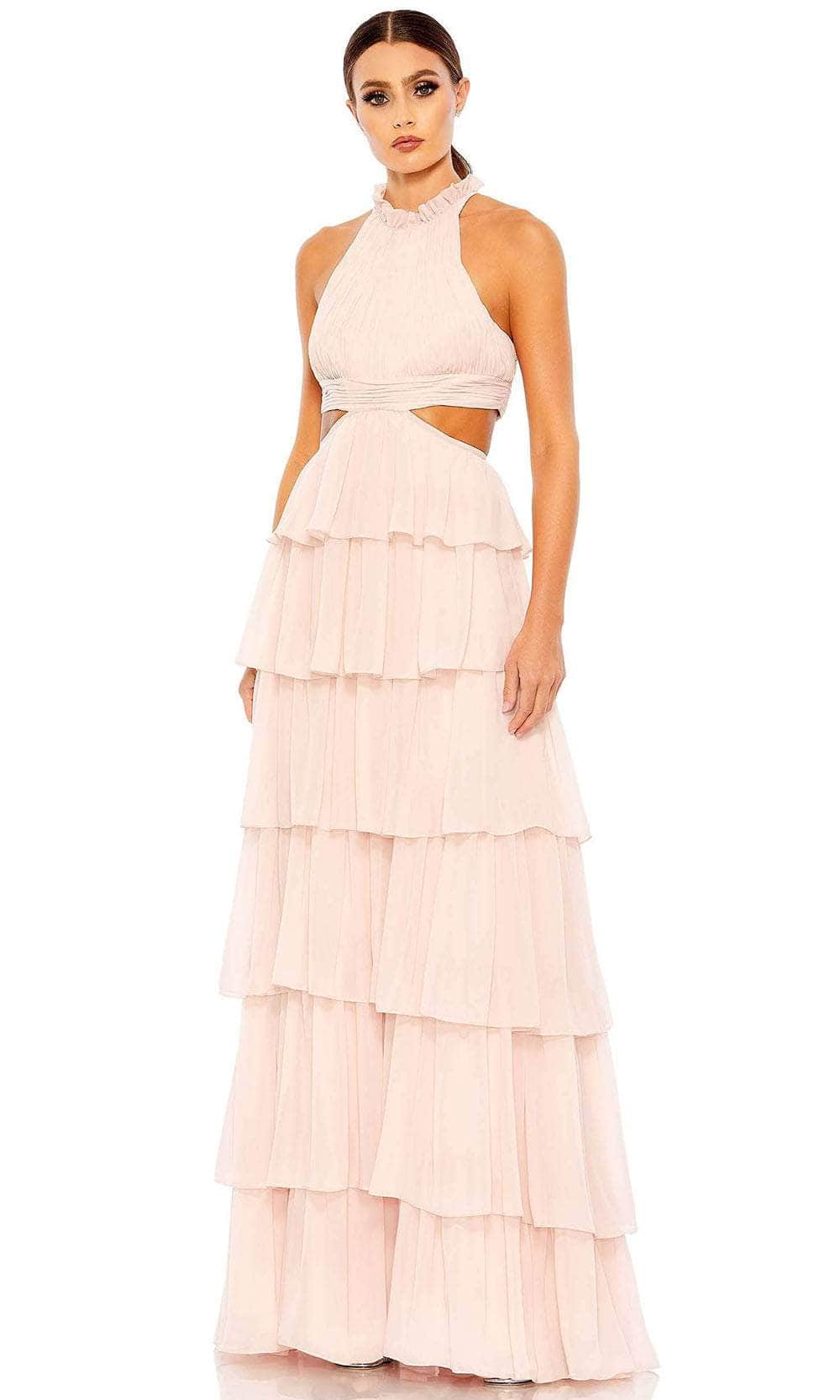 Ieena Duggal 55817 - High Neck Tiered Prom Dress Special Occasion Dress 0 / Blush