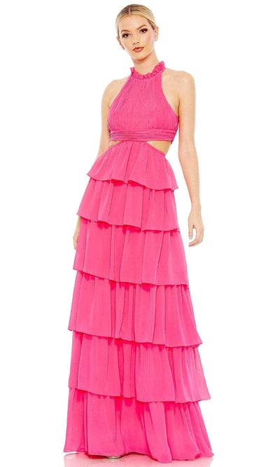 Ieena Duggal 55817 - High Neck Tiered Prom Dress Special Occasion Dress 0 / Hot Pink